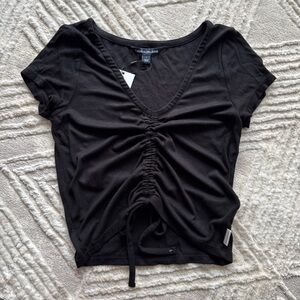 Calvin Klein Jeans Black Ruched Adjustable Drawstring Top – Size M